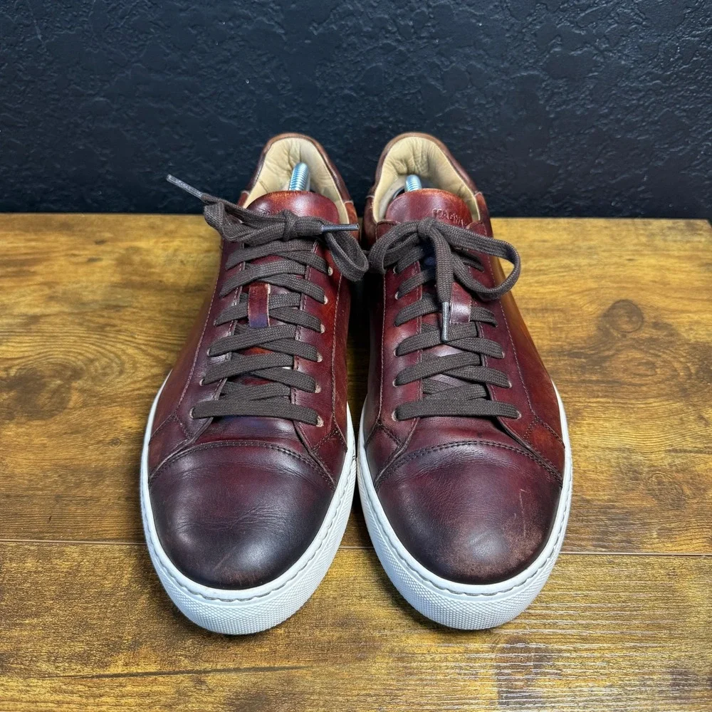 Magnanni Amadeo 22788 Brown Burnished Leather Fashion Sneakers Mens 10.5 M